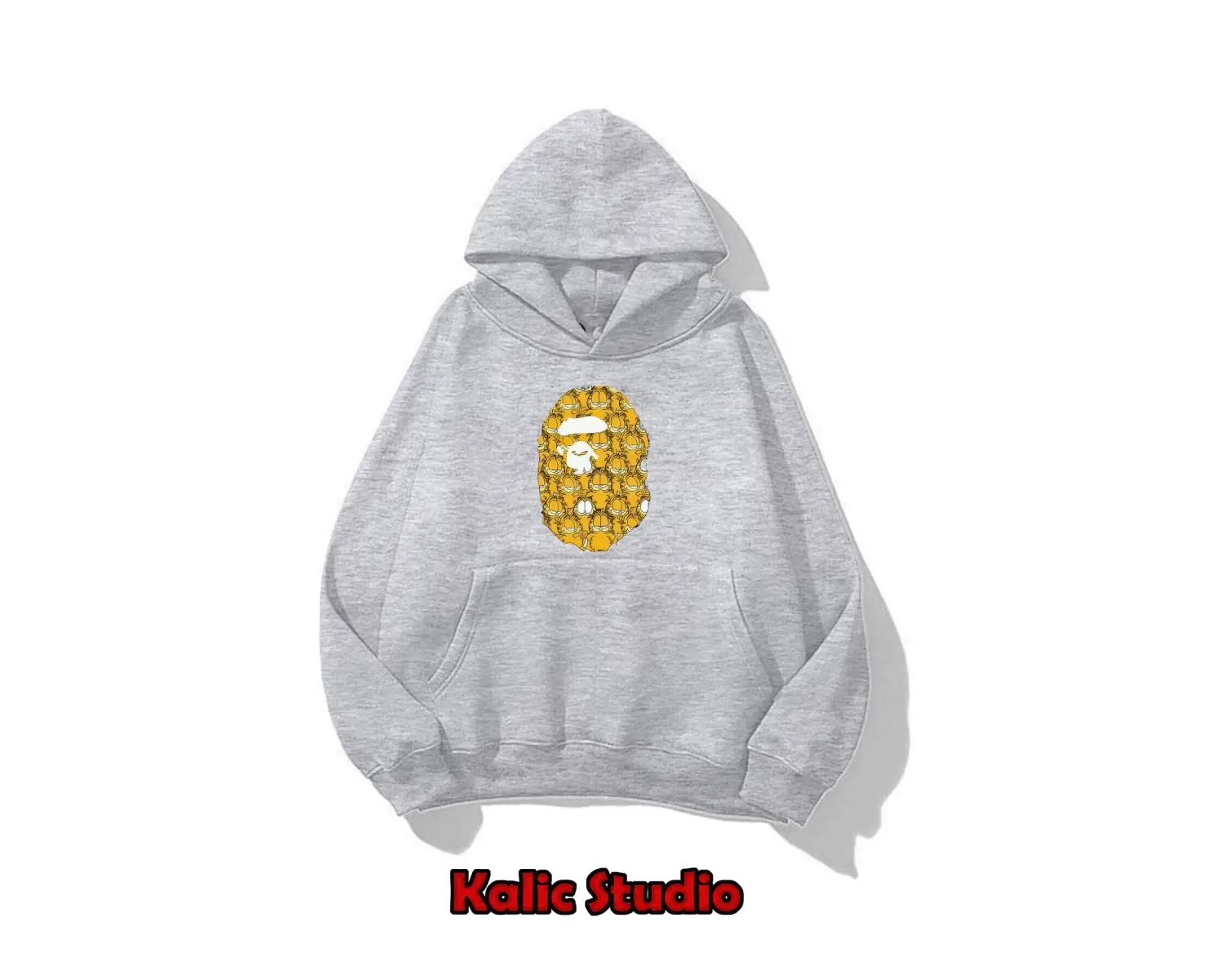 unisex Bape Baskılı oversize sweatshirt gri