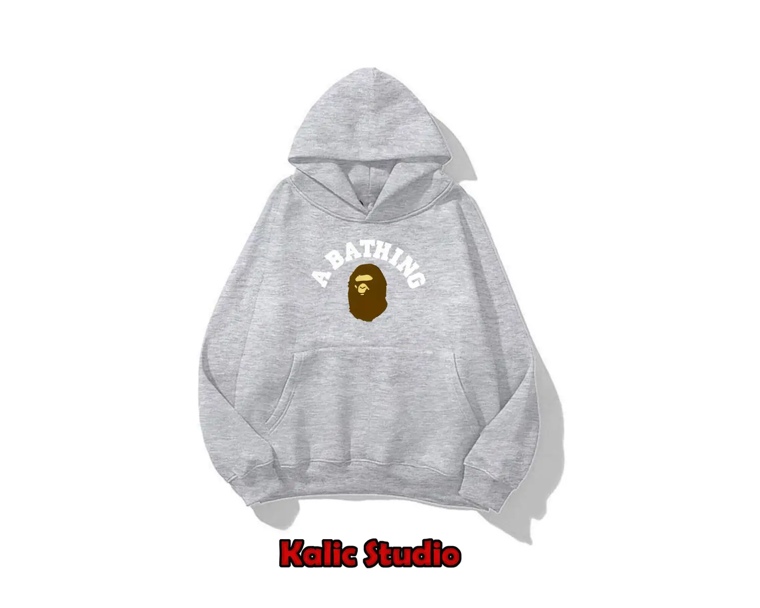 unisex Bape Baskılı oversize sweatshirt gri