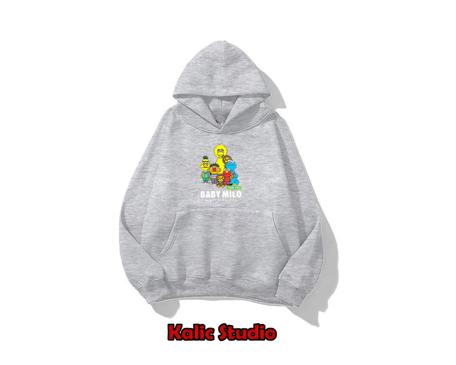 unisex Bape Baskılı oversize sweatshirt gri