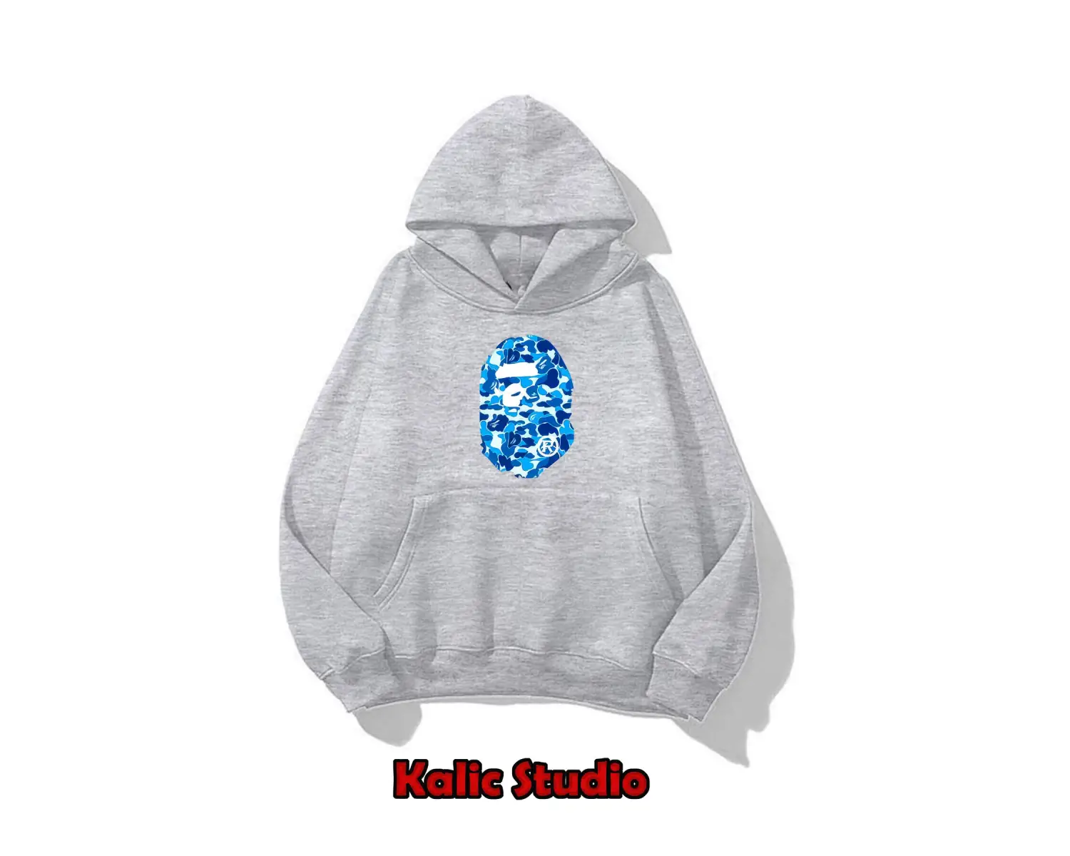 unisex Bape Baskılı oversize sweatshirt gri
