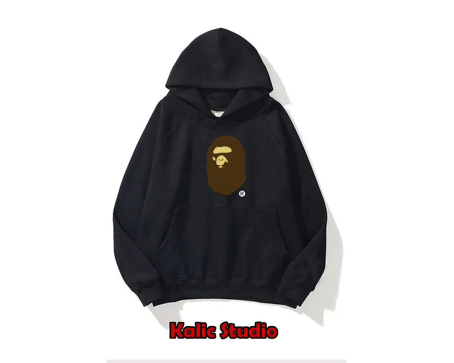 unisex Bape Baskılı oversize sweatshirt siyah