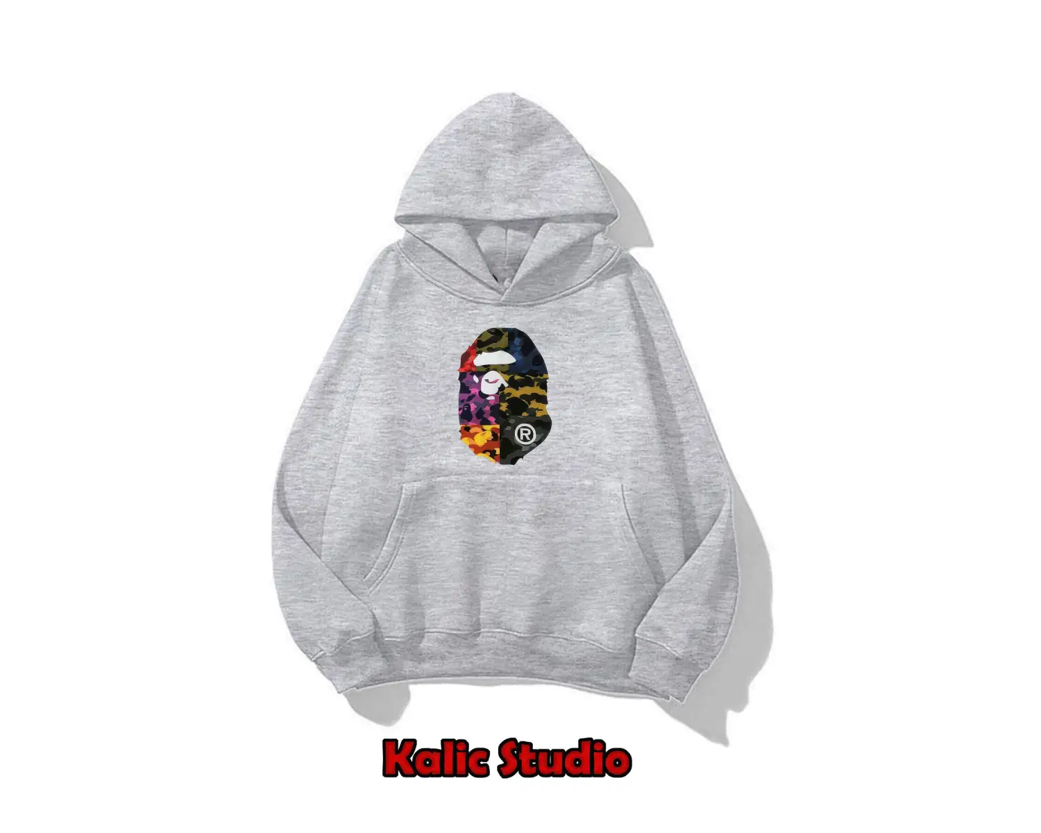 unisex Bape Baskılı oversize sweatshirt siyah gri