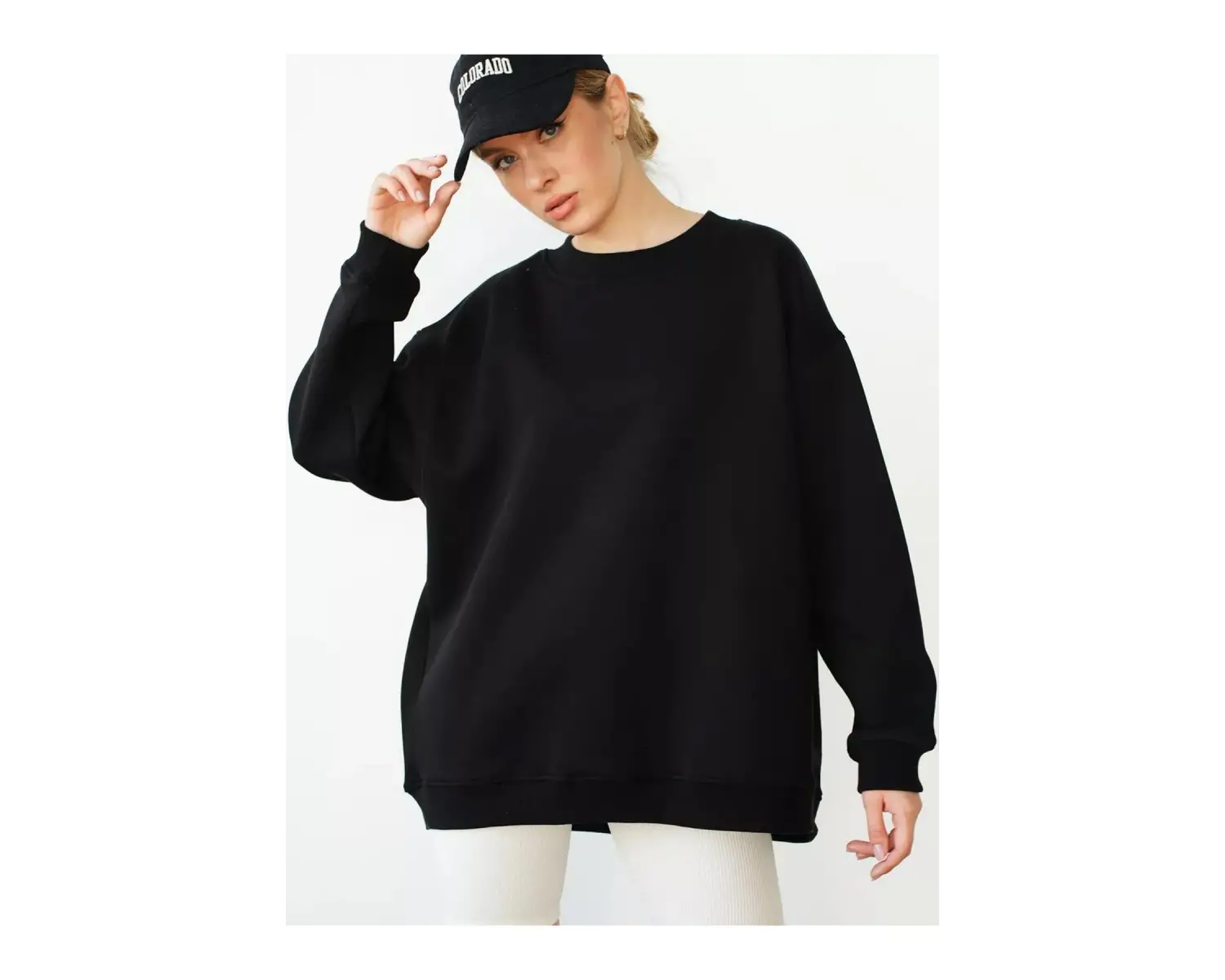 Unisex Basic Bisiklet Yaka Sweatshirt Gri