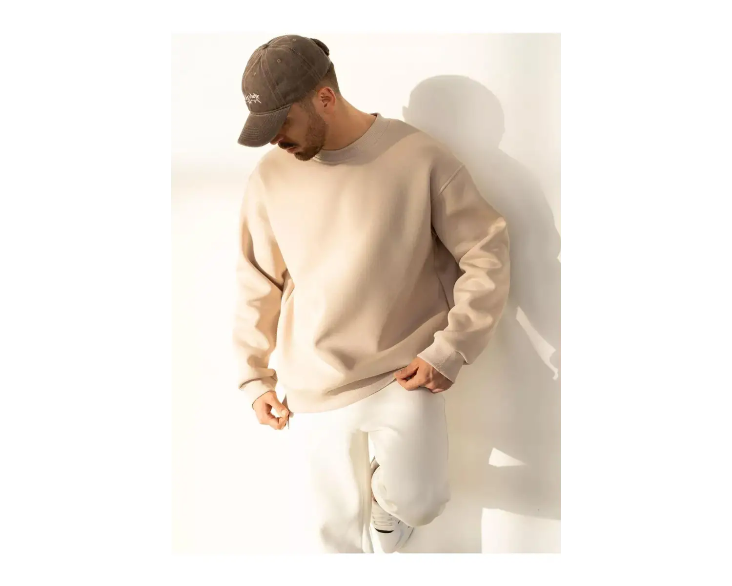 Unisex Basic Bisiklet Yaka Sweatshirt Gri