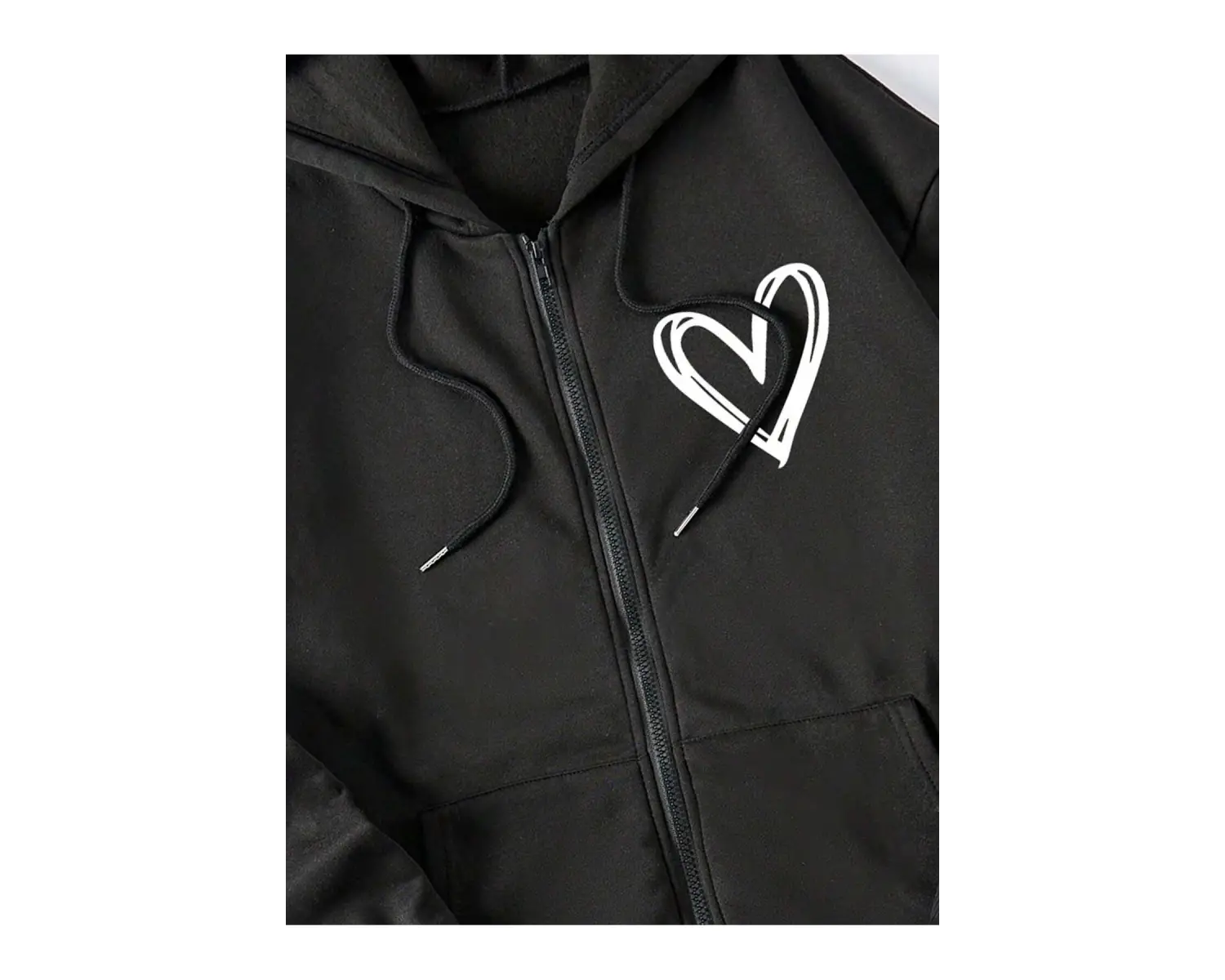 Ünisex Basic Slim Fit Kapüşonlu Fermuarlı Cepli Sweatshirt Nar Çiçeği Siyah