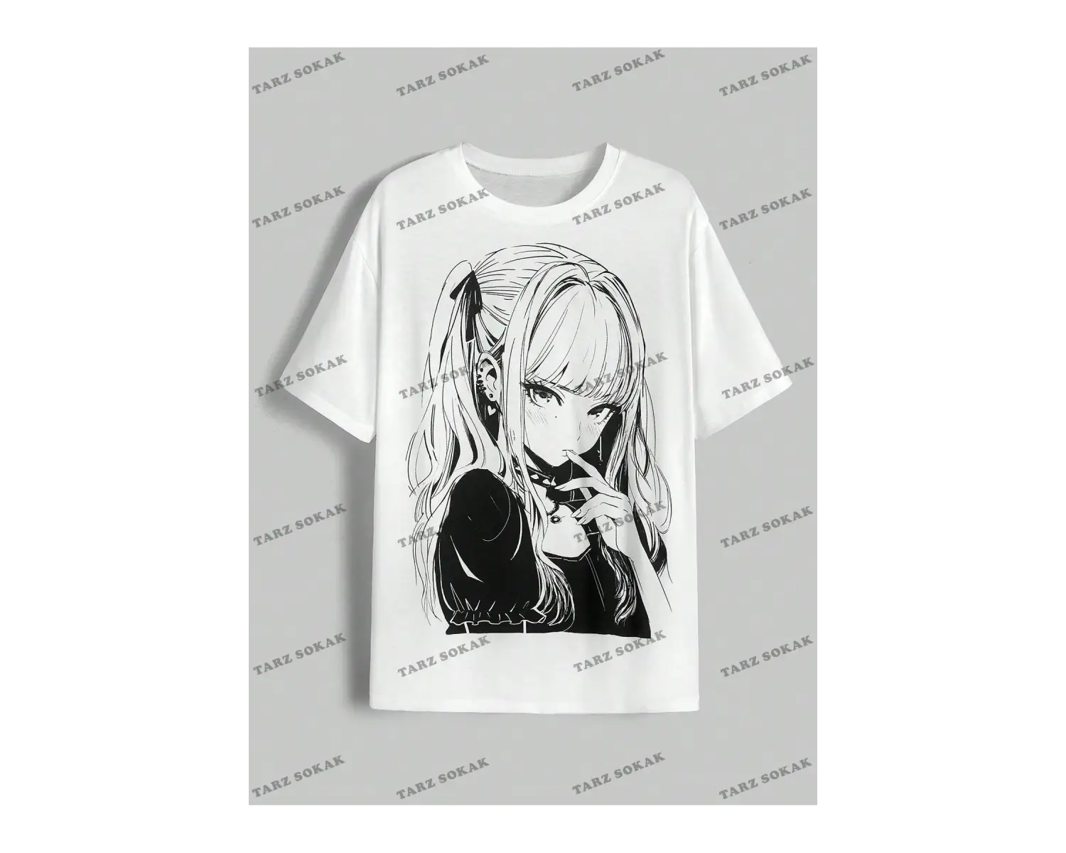 Unisex BAY  Anime Sevimli Anime Kız Baskı Casual Kadın Gevşek Kısa Kollu Tişört KOD-1308