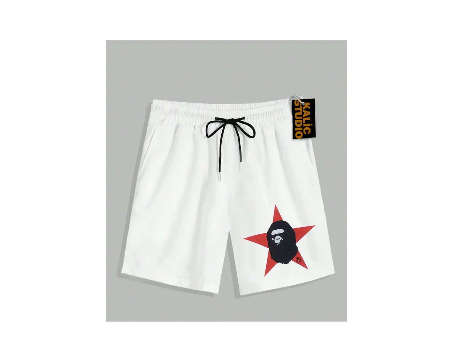 UNİSEX Bay Bape Desenli Beyaz Yazlık ŞORT