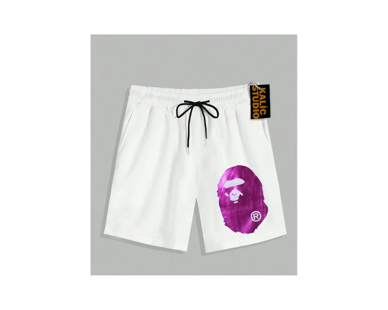 UNİSEX Bay Bape Desenli Beyaz Yazlık ŞORT