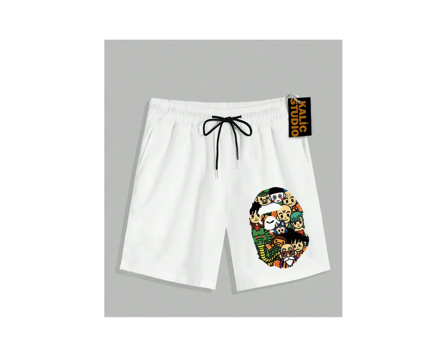 UNİSEX Bay Bape Desenli Beyaz Yazlık ŞORT