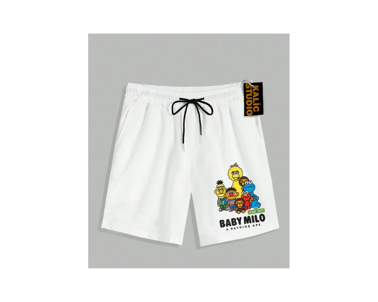 UNİSEX Bay Bape Desenli Beyaz Yazlık ŞORT