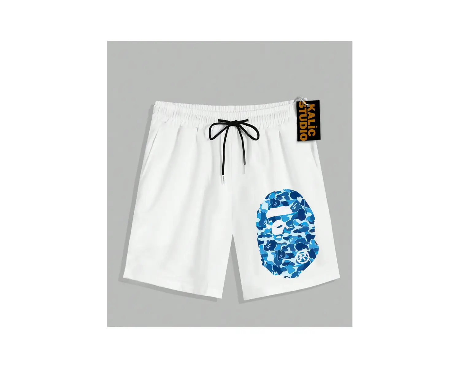 UNİSEX Bay Bape Desenli Beyaz Yazlık ŞORT