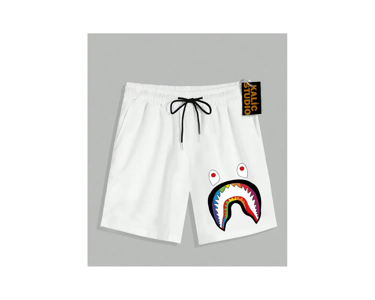 UNİSEX Bay Bape Desenli Beyaz Yazlık ŞORT