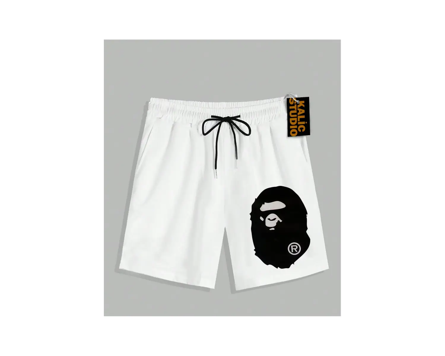 UNİSEX Bay Bape Desenli Beyaz Yazlık ŞORT