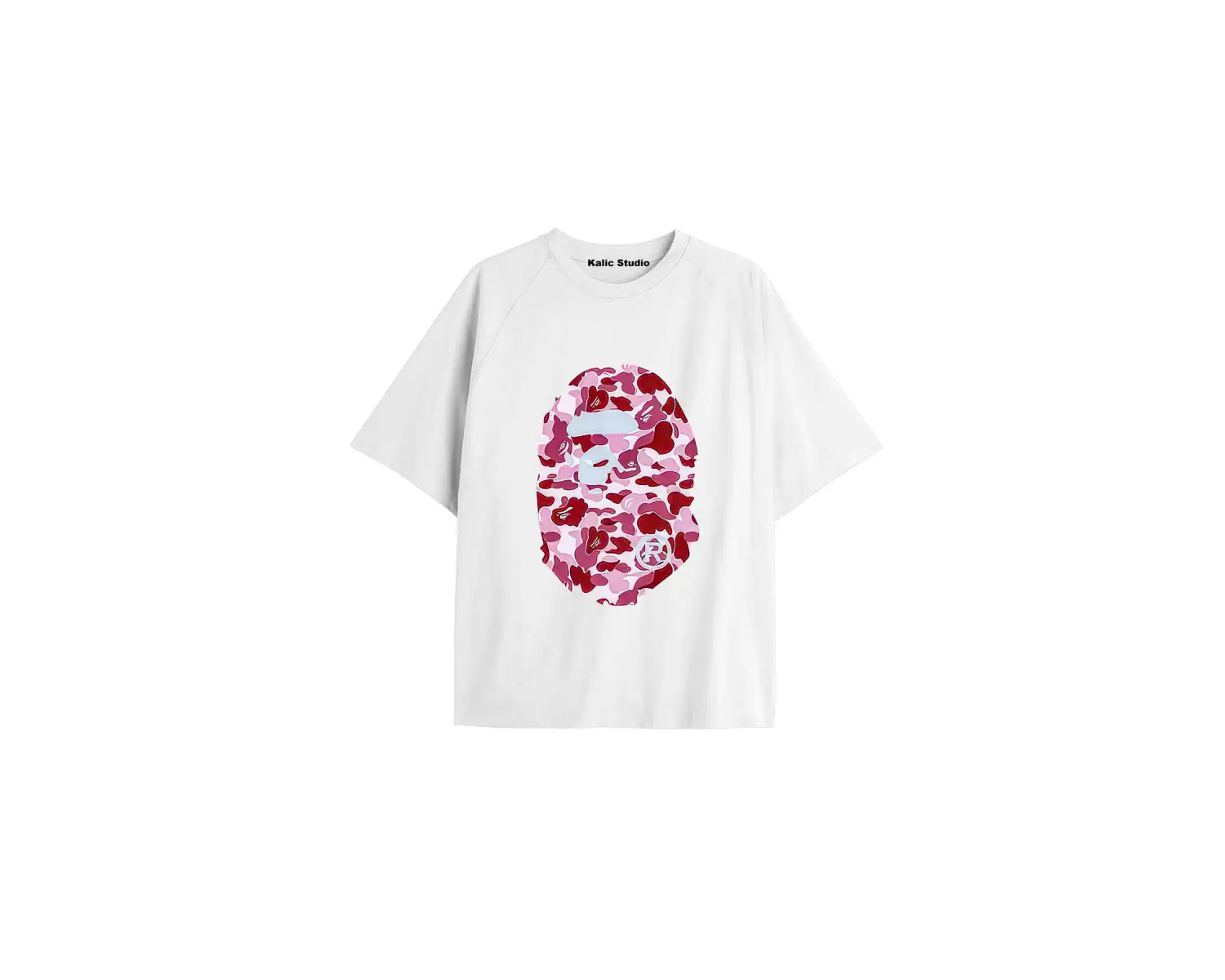 UNİSEX Bay Bape Desenli Beyaz Yazlık T-shirt