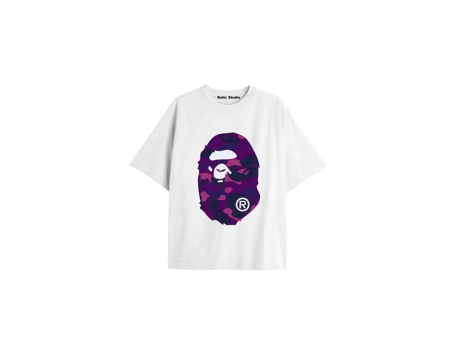 UNİSEX Bay Bape Desenli Beyaz Yazlık T-shirt