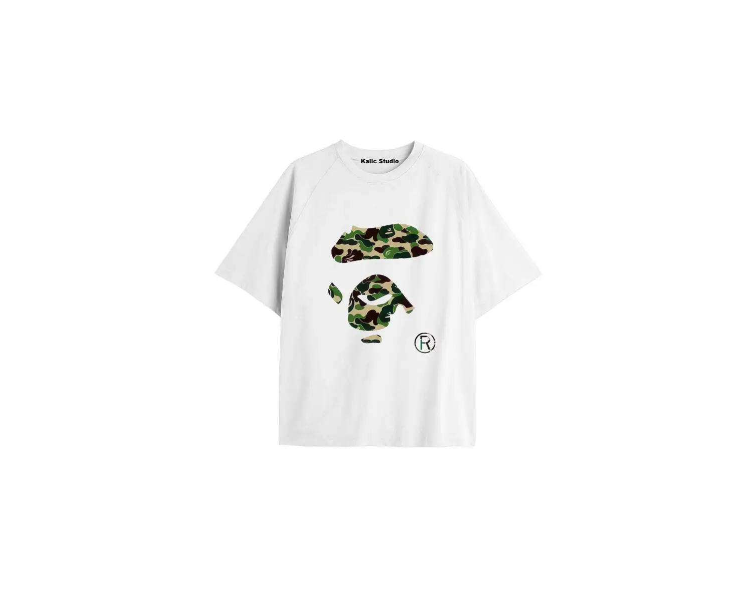 UNİSEX Bay Bape Desenli Beyaz Yazlık T-shirt