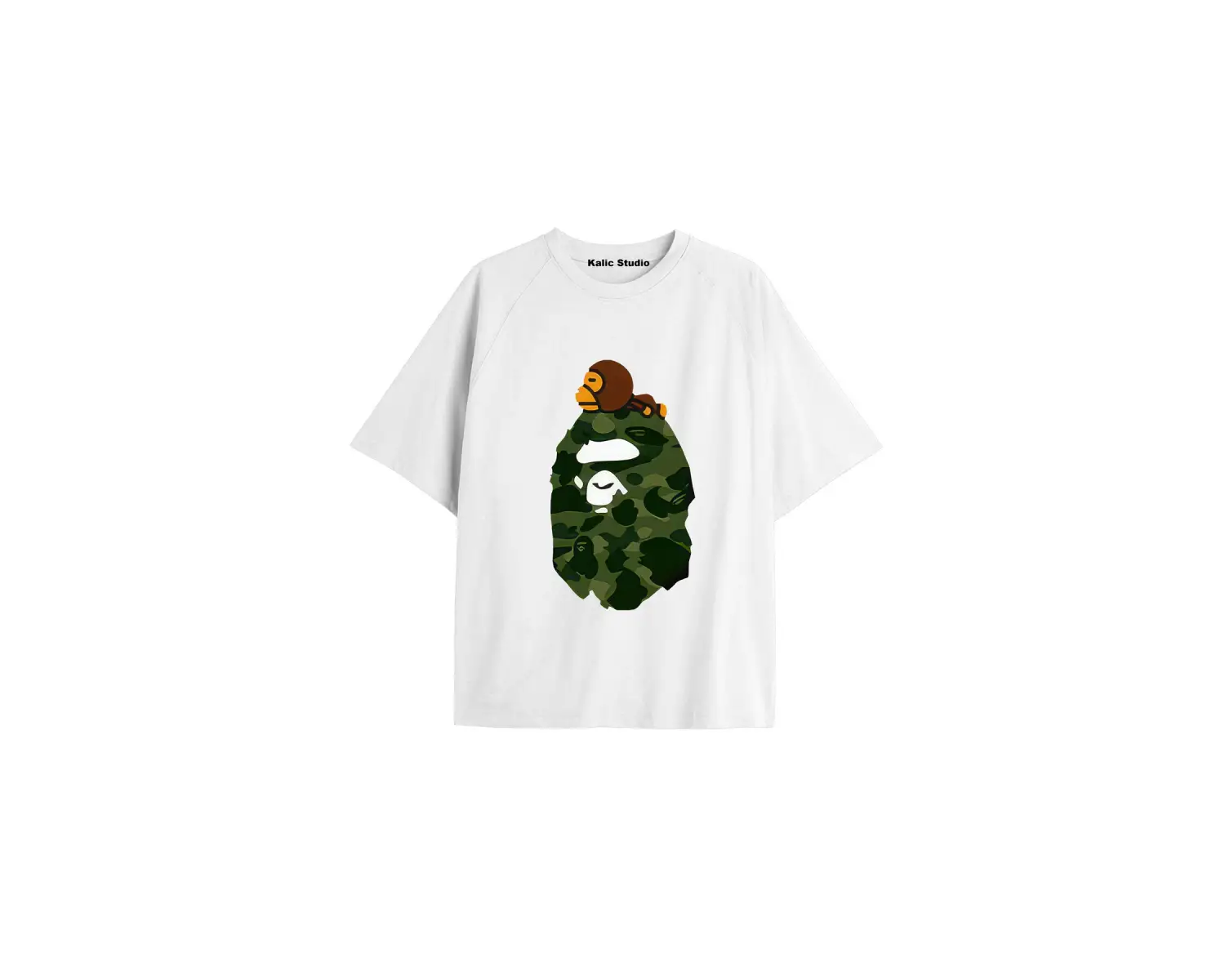 UNİSEX Bay Bape Desenli Beyaz Yazlık T-shirt
