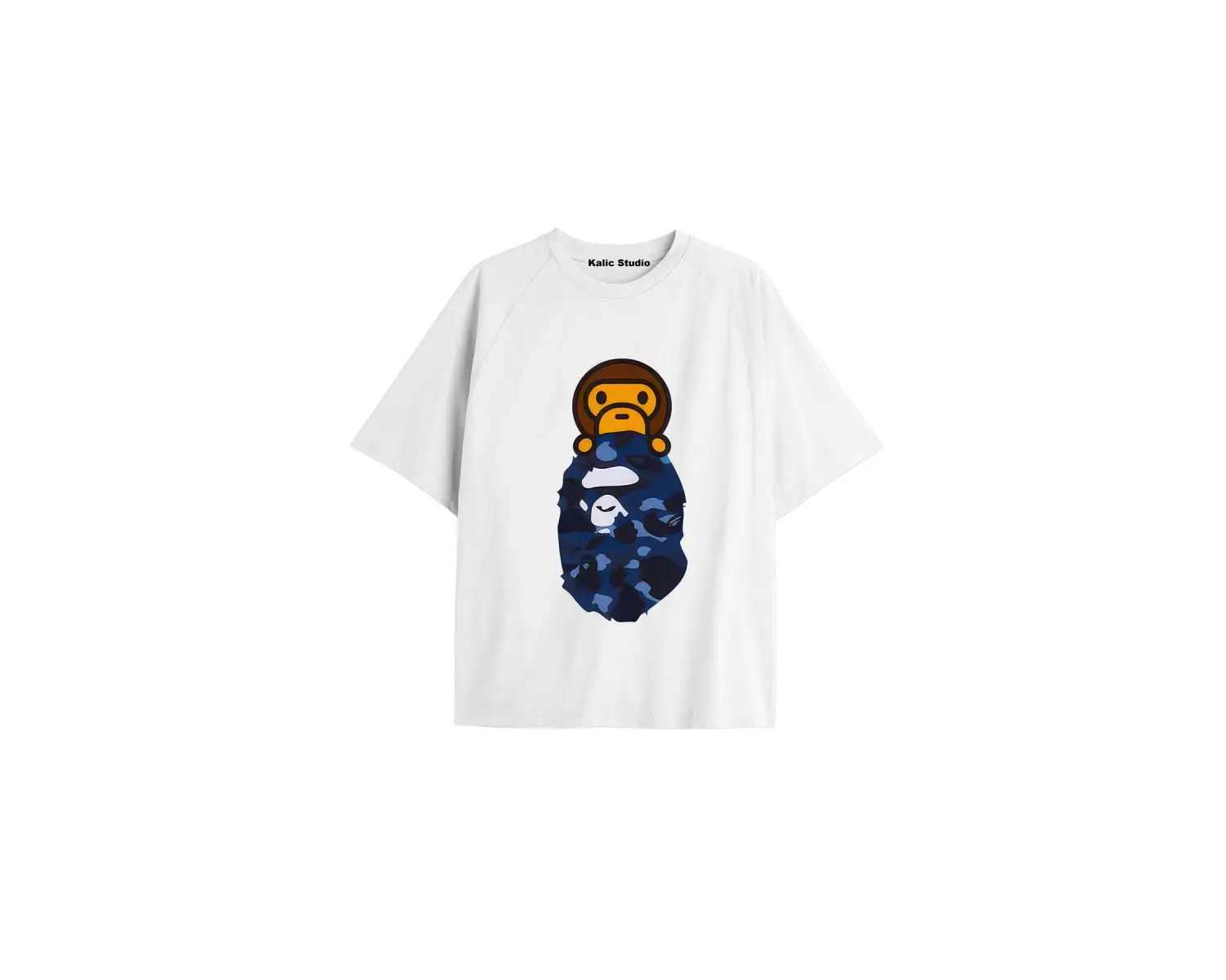 UNİSEX Bay Bape Desenli Beyaz Yazlık T-shirt