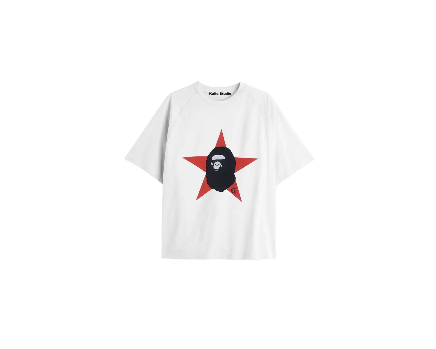 UNİSEX Bay Bape Desenli Beyaz Yazlık T-shirt