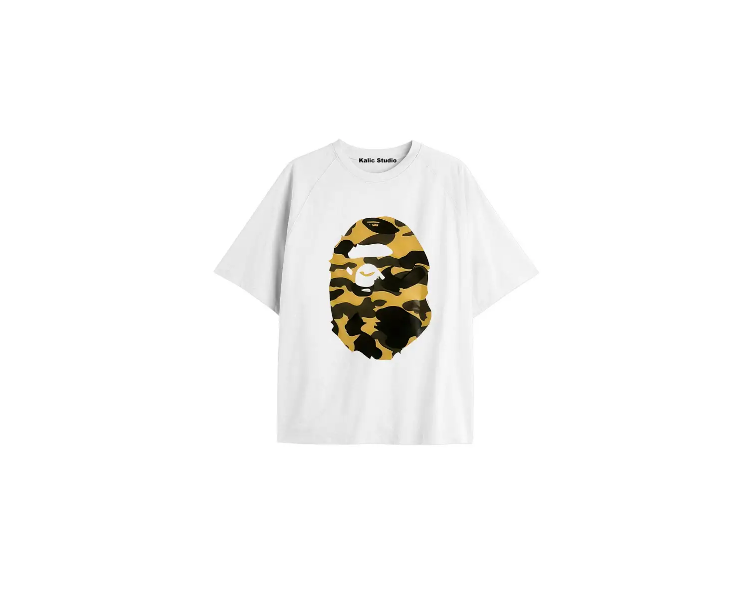 UNİSEX Bay Bape Desenli Beyaz Yazlık T-shirt