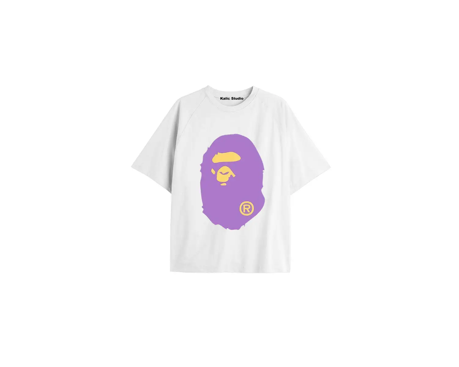 UNİSEX Bay Bape Desenli Beyaz Yazlık T-shirt