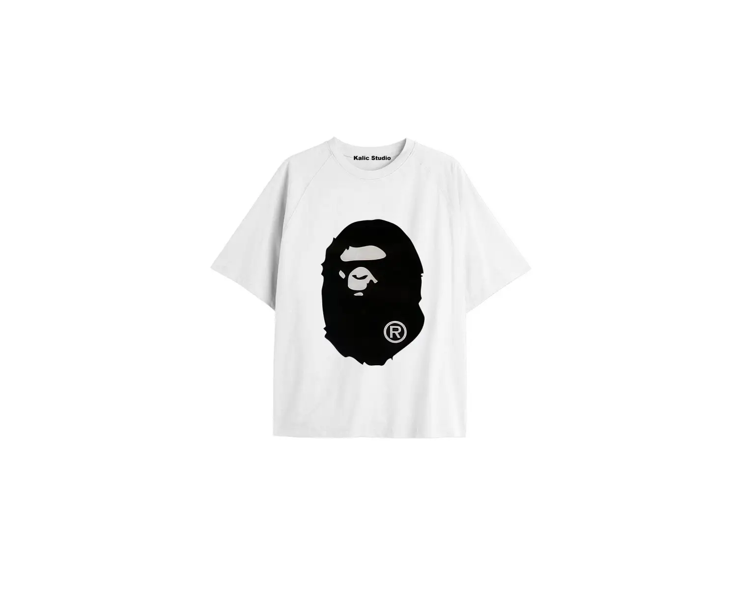 UNİSEX Bay Bape Desenli Beyaz Yazlık T-shirt