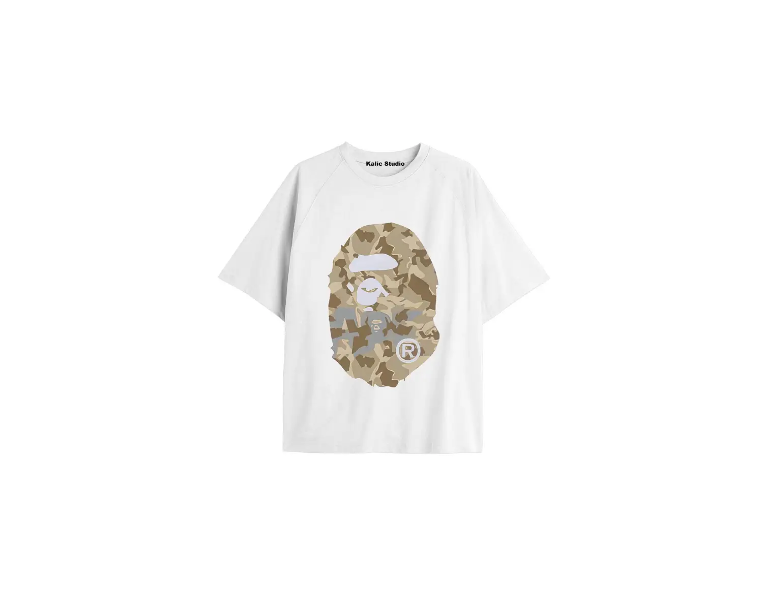 UNİSEX Bay Bape Desenli Beyaz Yazlık T-shirt