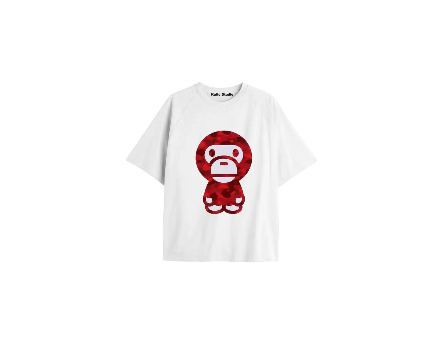 UNİSEX Bay Bape Desenli Beyaz Yazlık T-shirt