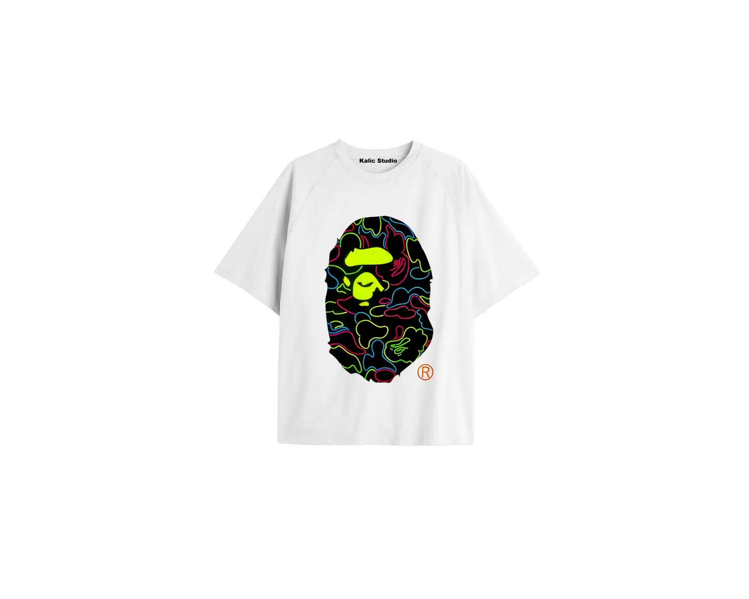 UNİSEX Bay Bape Desenli Beyaz Yazlık T-shirt