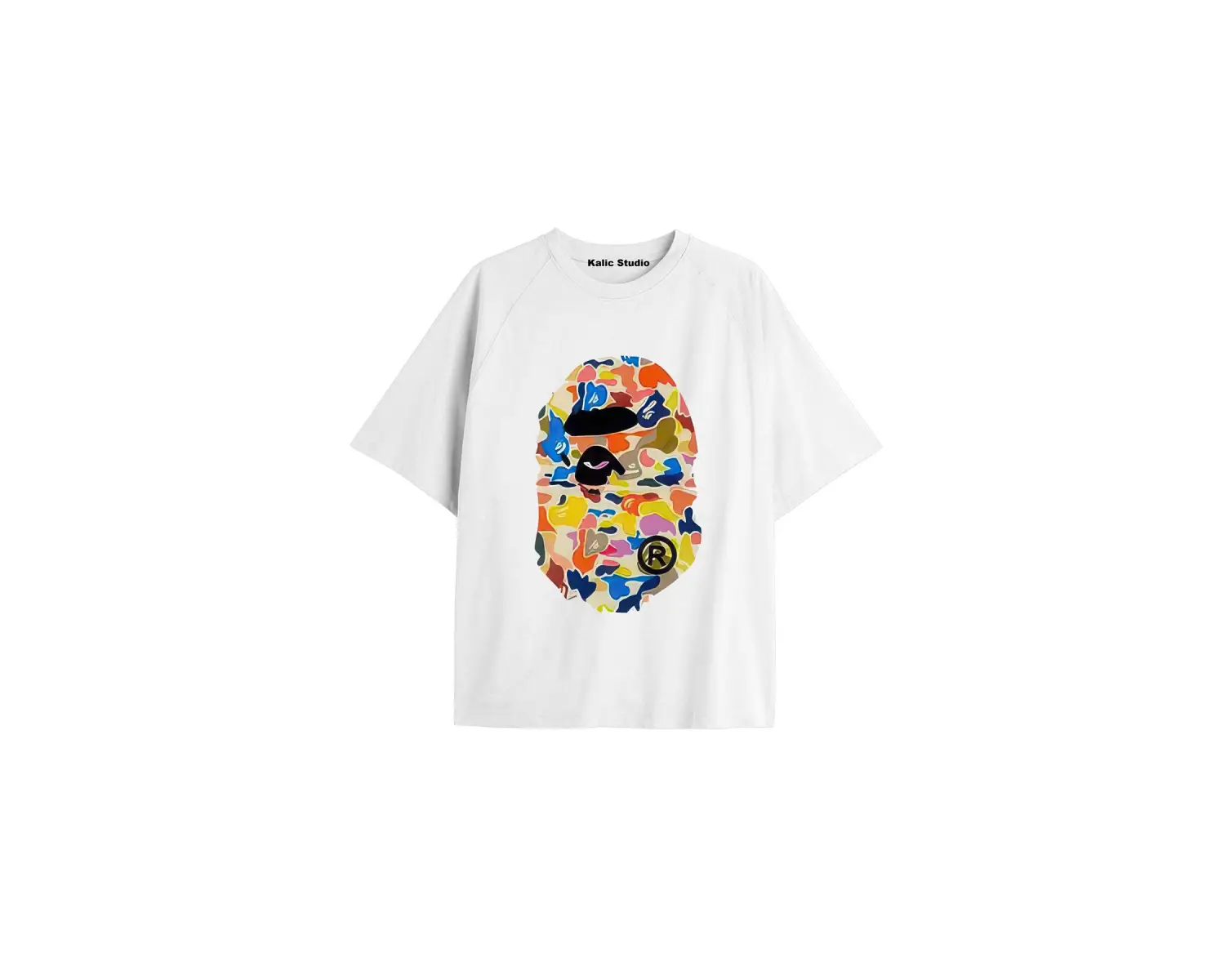 UNİSEX Bay Bape Desenli Beyaz Yazlık T-shirt