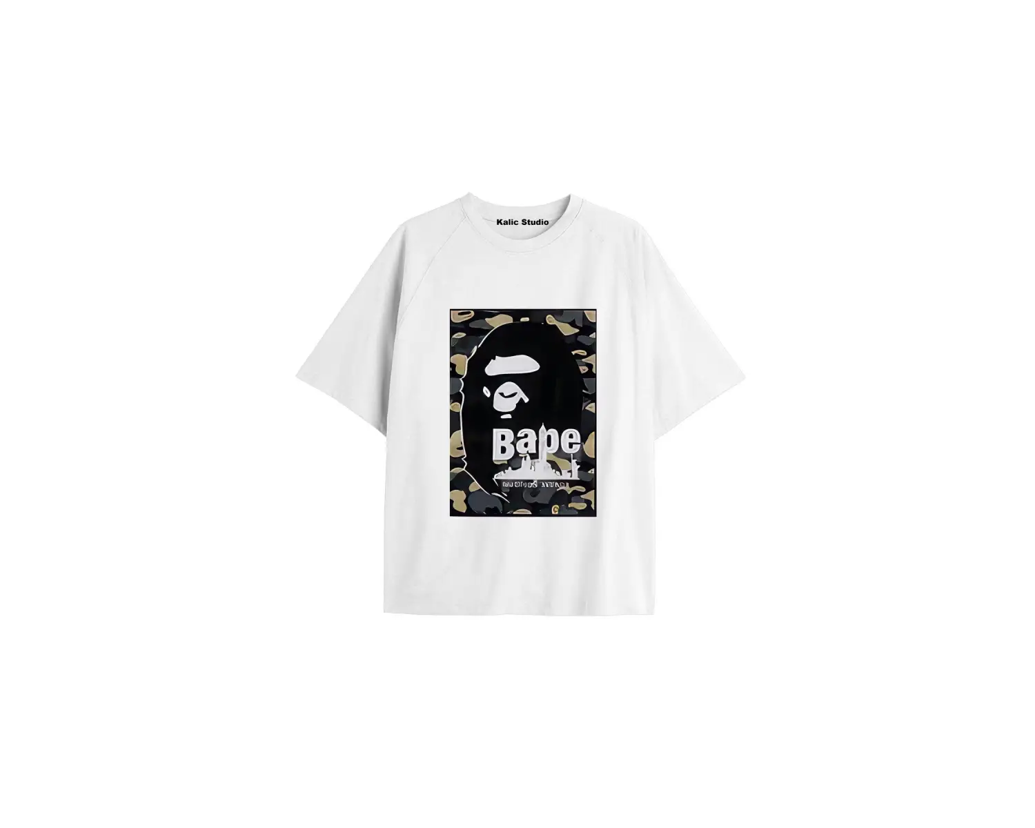 UNİSEX Bay Bape Desenli Beyaz Yazlık T-shirt