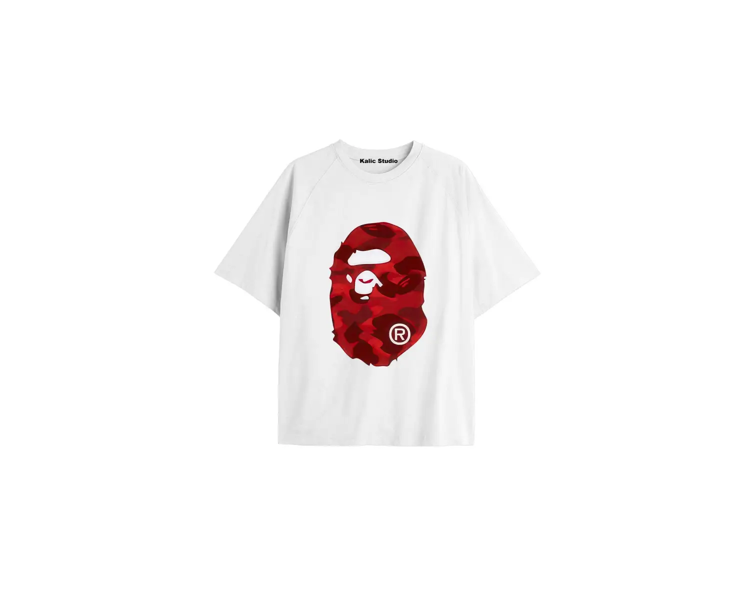 UNİSEX Bay Bape Desenli Beyaz Yazlık T-shirt