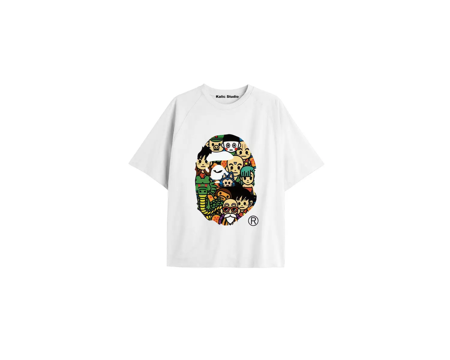 UNİSEX Bay Bape Desenli Beyaz Yazlık T-shirt