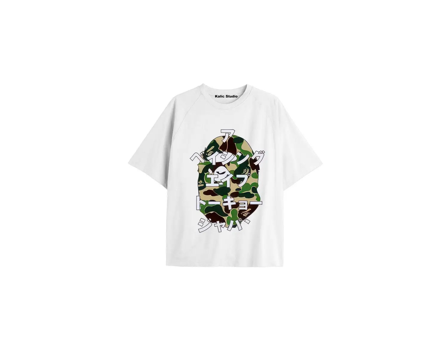 UNİSEX Bay Bape Desenli Beyaz Yazlık T-shirt