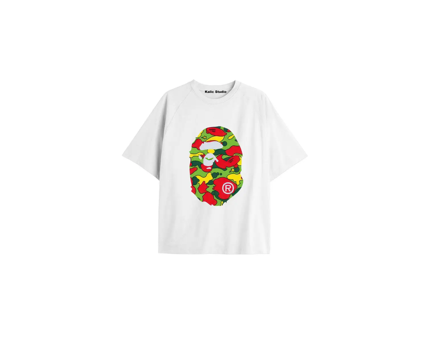UNİSEX Bay Bape Desenli Beyaz Yazlık T-shirt