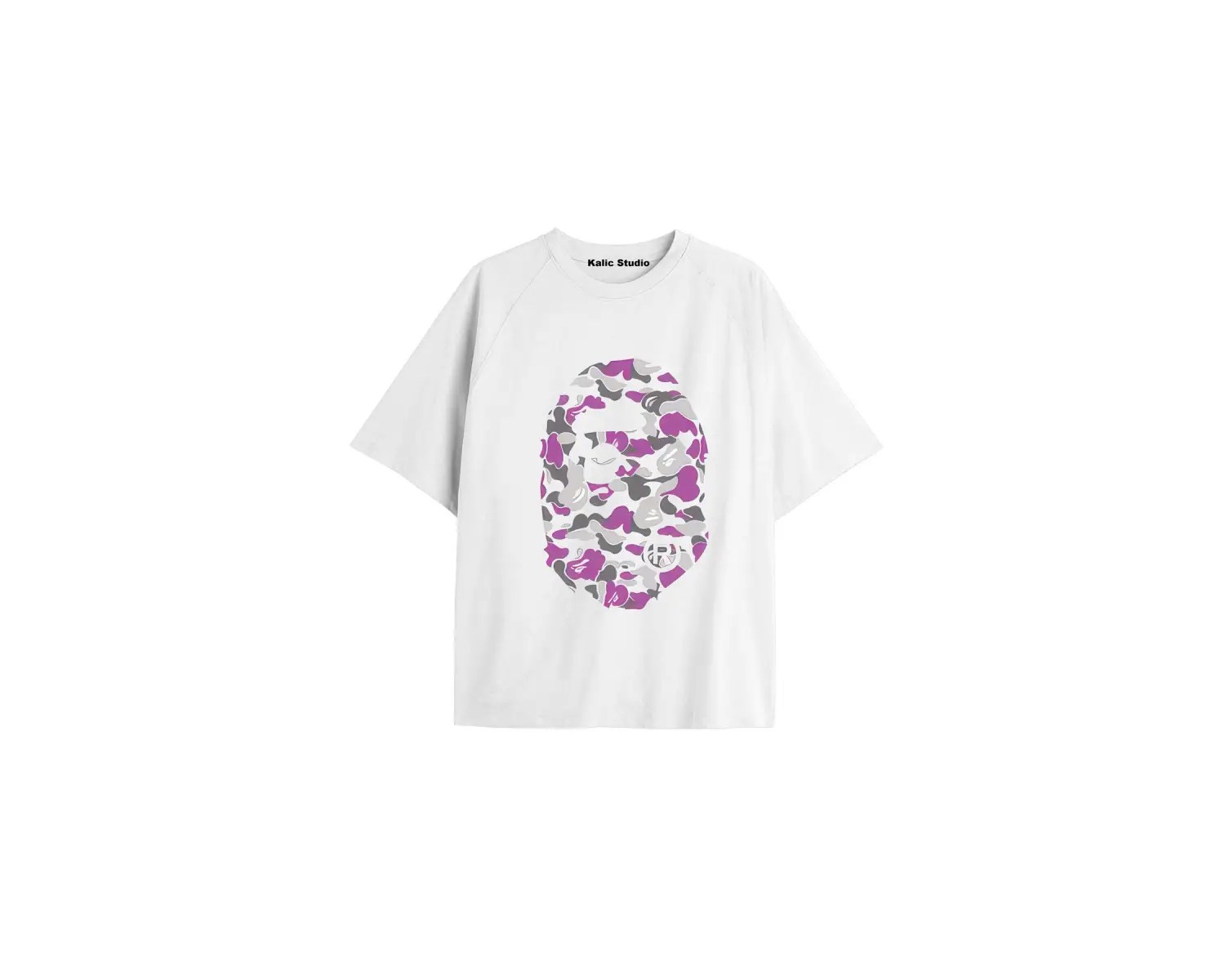 UNİSEX Bay Bape Desenli Beyaz Yazlık T-shirt