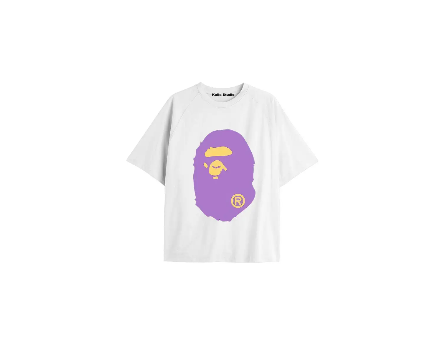 UNİSEX Bay Bape Desenli Beyaz Yazlık T-shirt