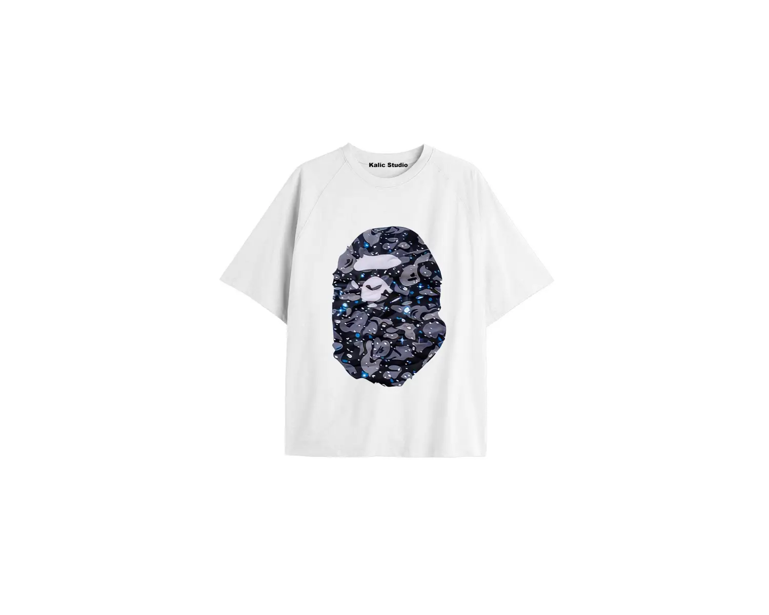 UNİSEX Bay Bape Desenli Beyaz Yazlık T-shirt