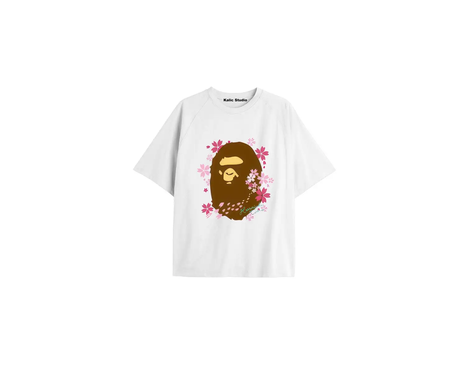 UNİSEX Bay Bape Desenli Beyaz Yazlık T-shirt