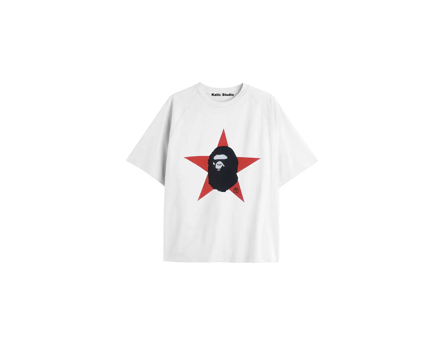 UNİSEX Bay Bape Desenli Beyaz Yazlık T-shirt