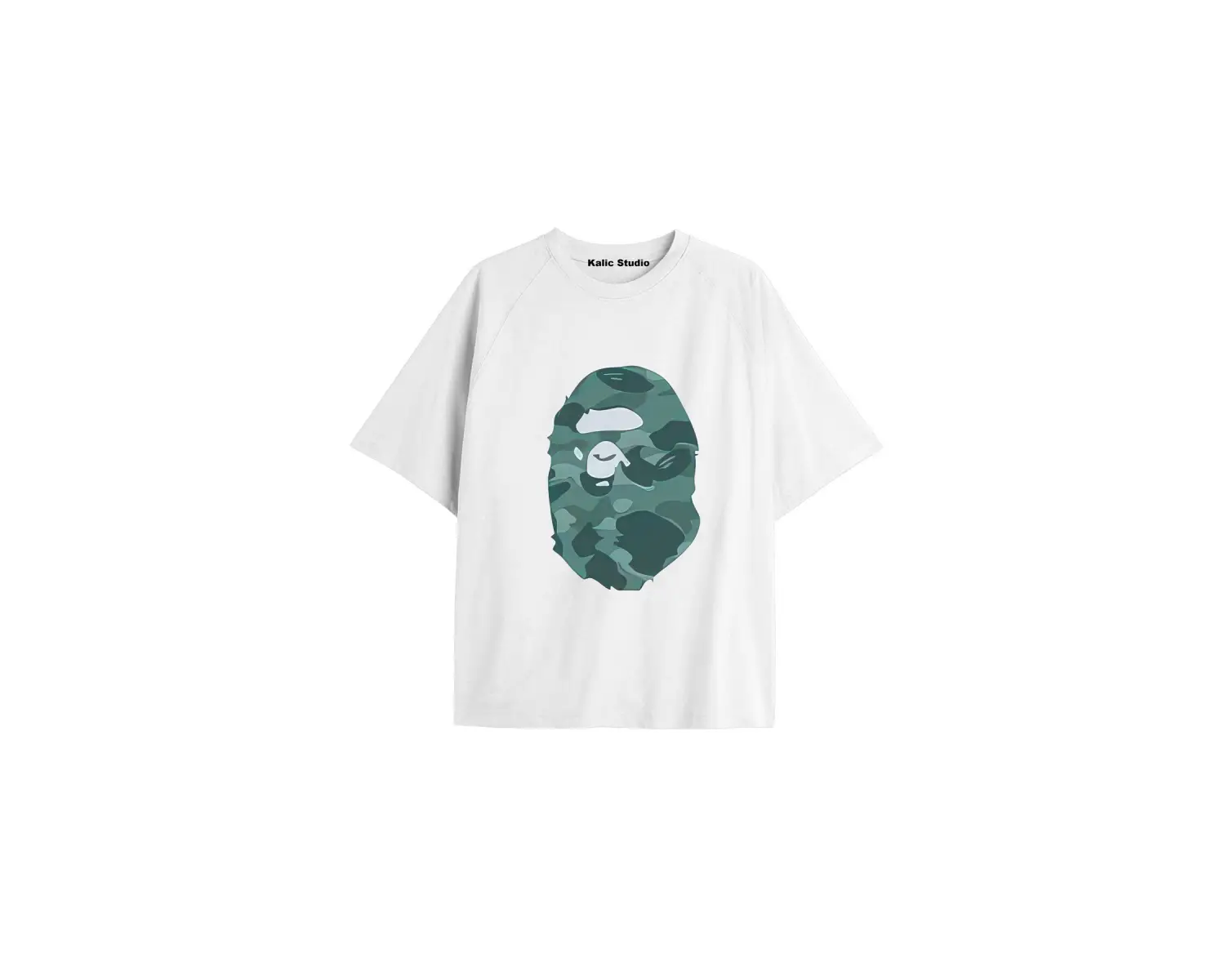 UNİSEX Bay Bape Desenli Beyaz Yazlık T-shirt