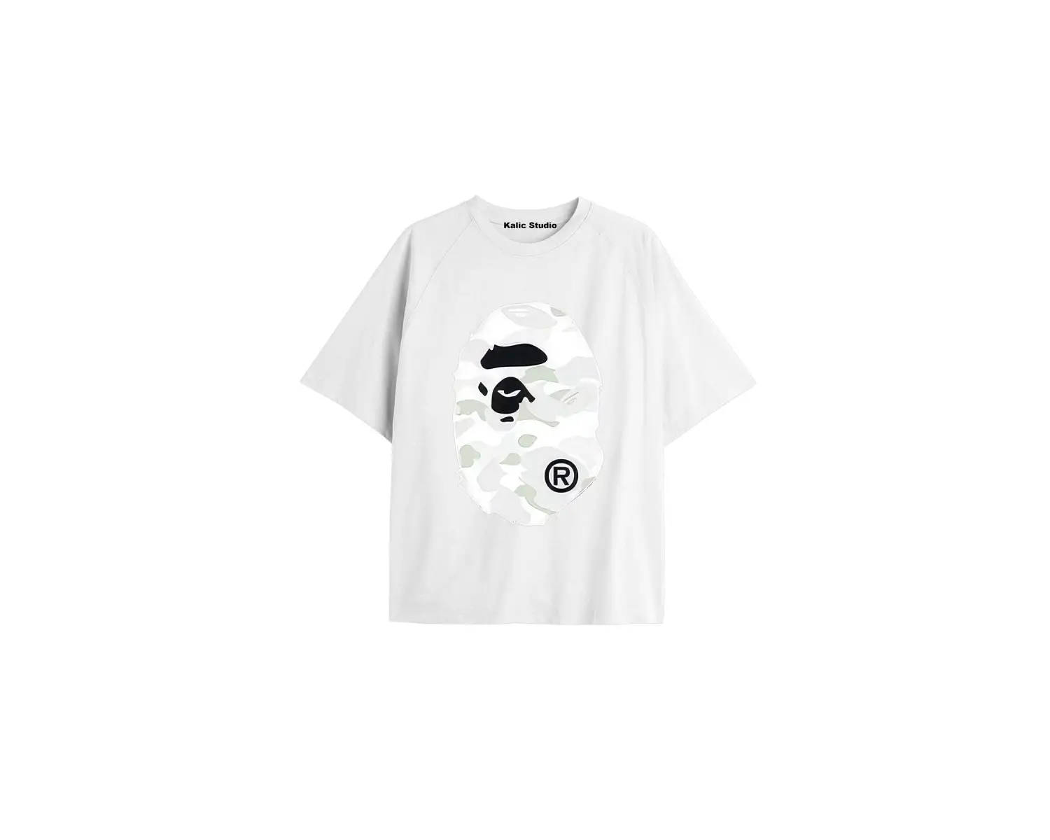 UNİSEX Bay Bape Desenli Beyaz Yazlık T-shirt