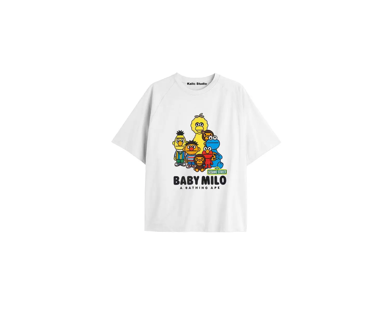 UNİSEX Bay Bape Desenli Beyaz Yazlık T-shirt