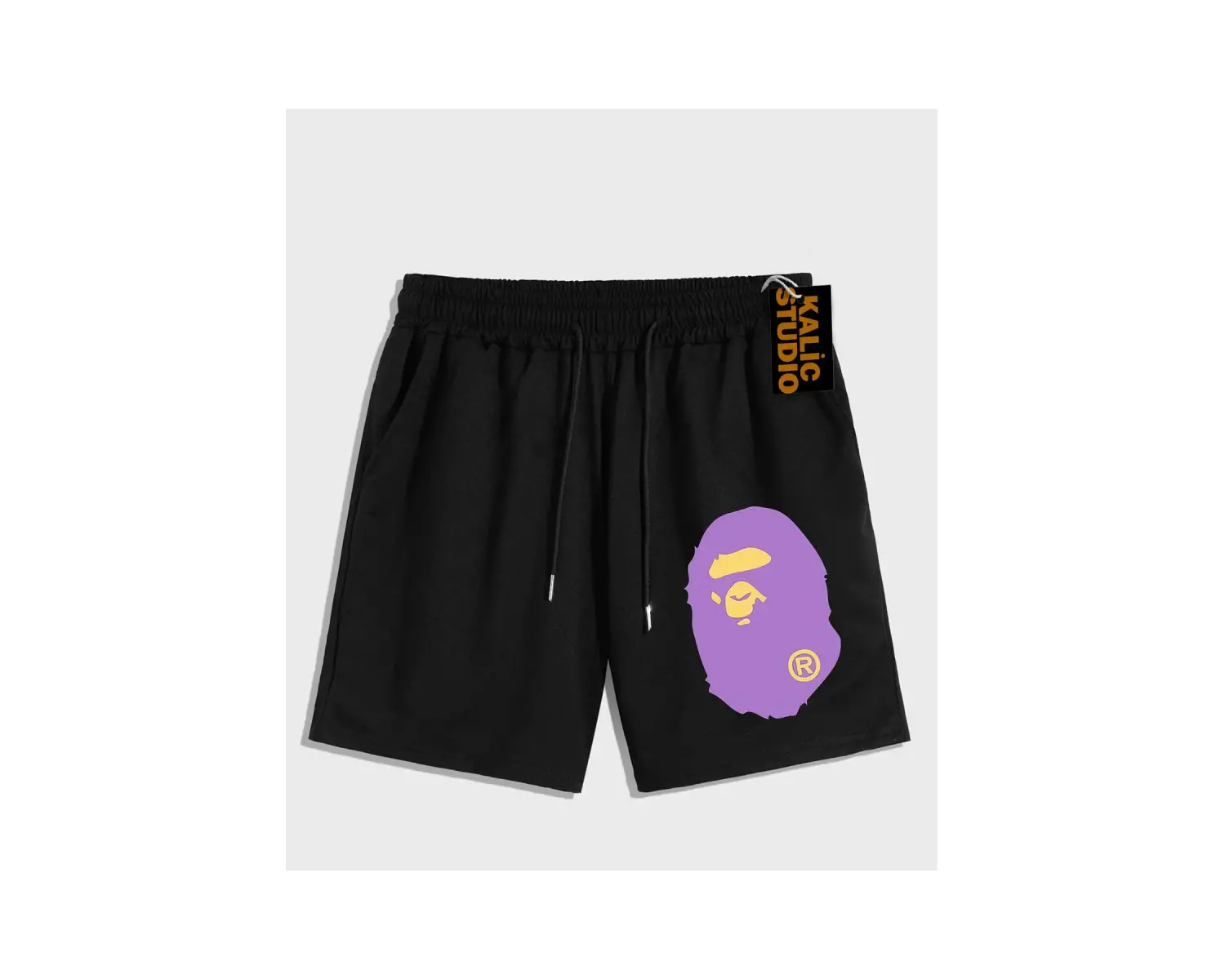 UNİSEX Bay Bape Desenli Siyah Yazlık ŞORT