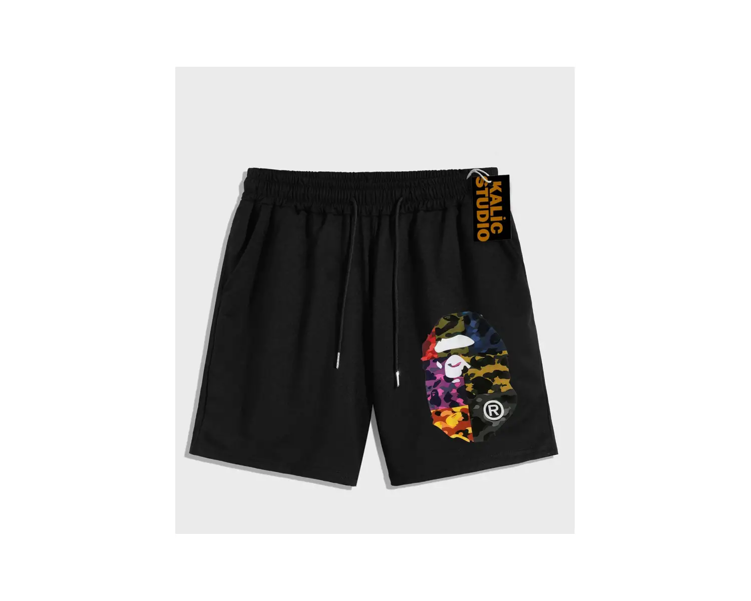 UNİSEX Bay Bape Desenli Siyah Yazlık ŞORT