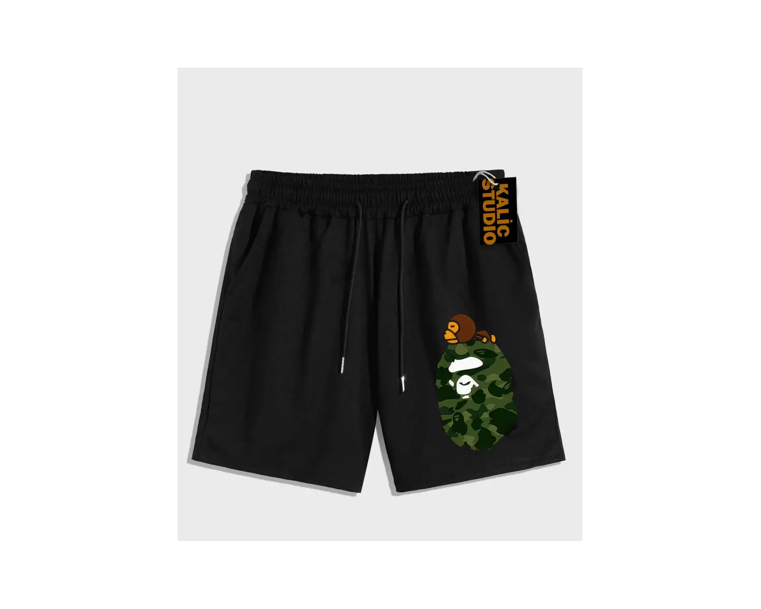 UNİSEX Bay Bape Desenli Siyah Yazlık ŞORT