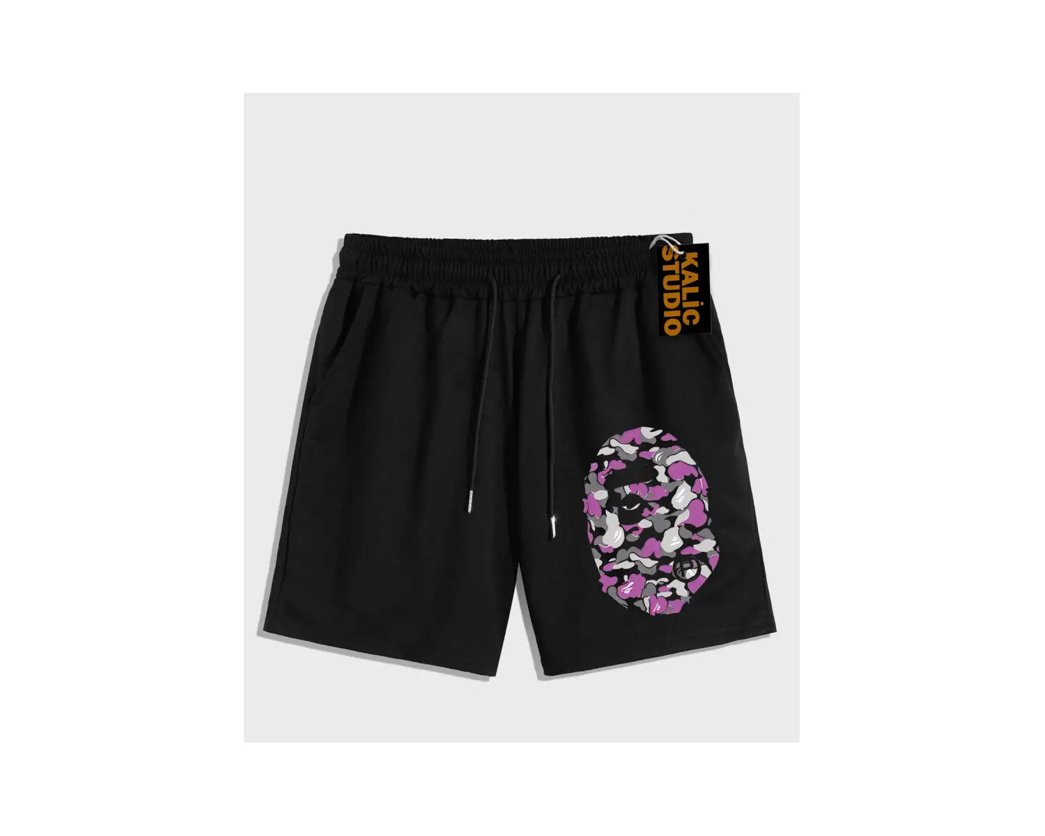 UNİSEX Bay Bape Desenli Siyah Yazlık ŞORT