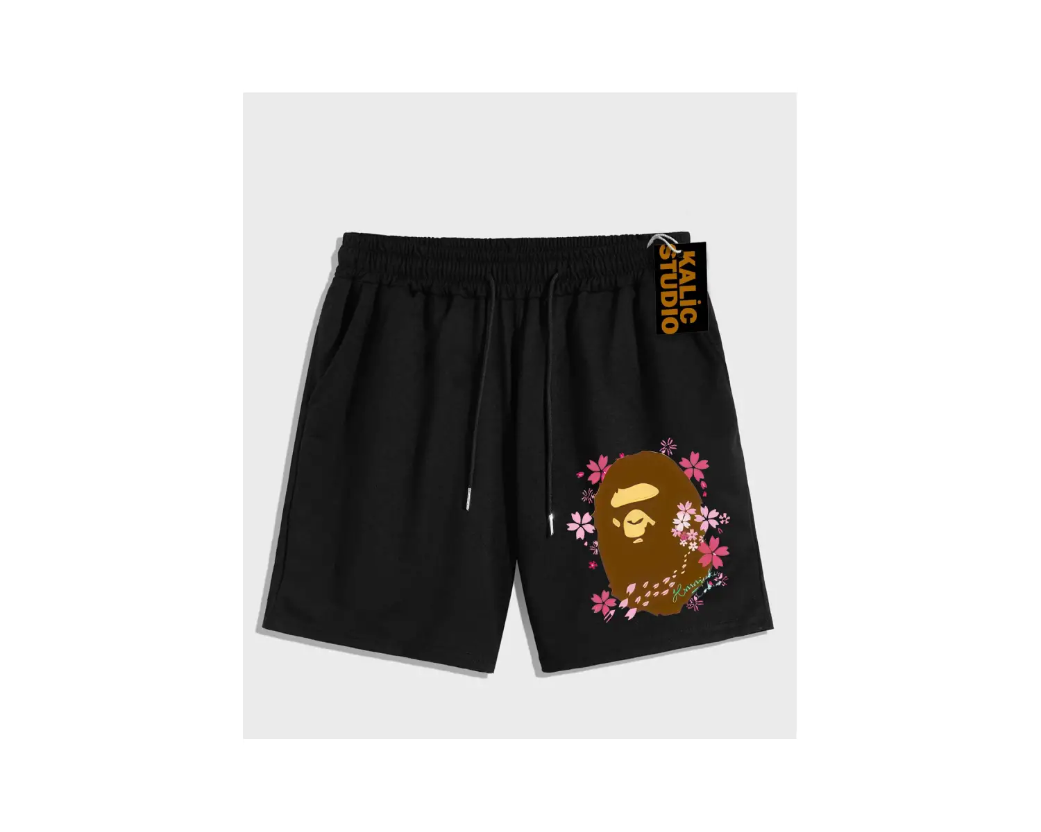 UNİSEX Bay Bape Desenli Siyah Yazlık ŞORT