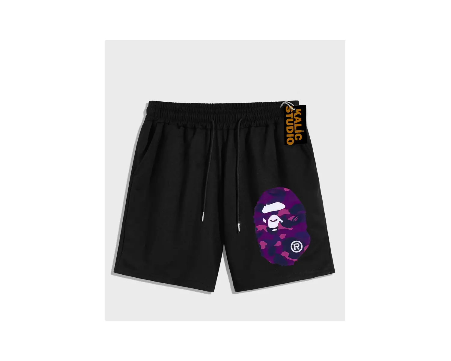 UNİSEX Bay Bape Desenli Siyah Yazlık ŞORT