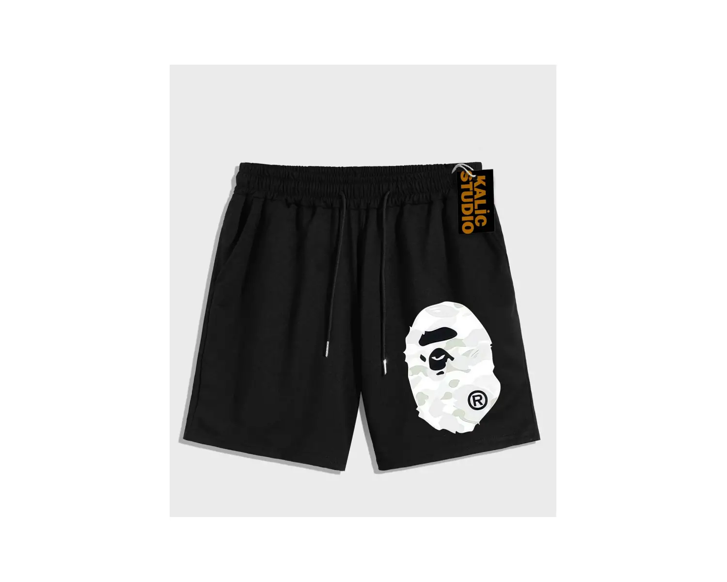 UNİSEX Bay Bape Desenli Siyah Yazlık ŞORT
